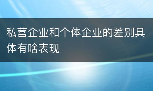 私营企业和个体企业的差别具体有啥表现