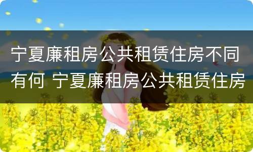 宁夏廉租房公共租赁住房不同有何 宁夏廉租房公共租赁住房不同有何区别