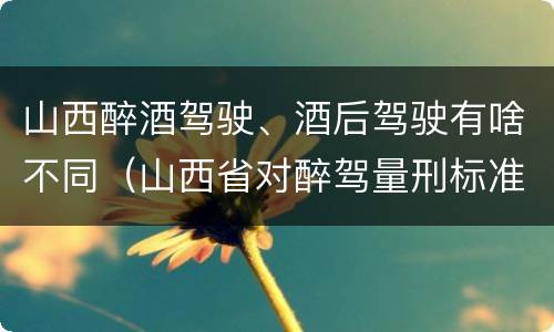 山西醉酒驾驶、酒后驾驶有啥不同（山西省对醉驾量刑标准）
