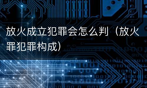 放火成立犯罪会怎么判（放火罪犯罪构成）