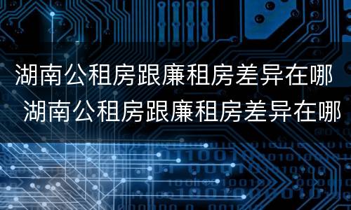 湖南公租房跟廉租房差异在哪 湖南公租房跟廉租房差异在哪查