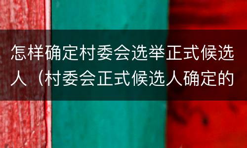 怎样确定村委会选举正式候选人（村委会正式候选人确定的办法）