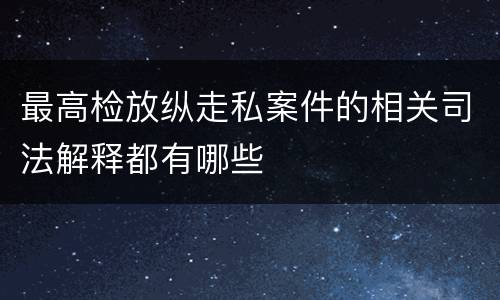 最高检放纵走私案件的相关司法解释都有哪些