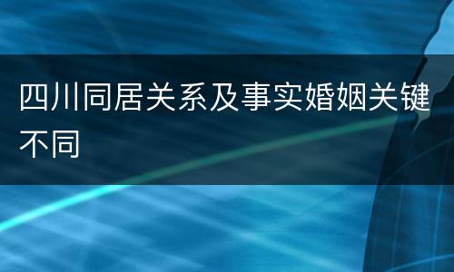 四川同居关系及事实婚姻关键不同