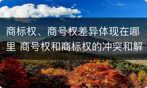 商标权、商号权差异体现在哪里 商号权和商标权的冲突和解决
