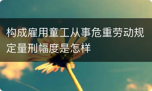 构成雇用童工从事危重劳动规定量刑幅度是怎样