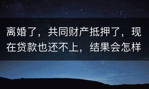 离婚了，共同财产抵押了，现在贷款也还不上，结果会怎样