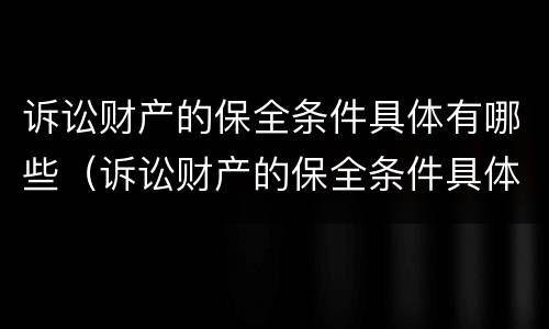 诉讼财产的保全条件具体有哪些（诉讼财产的保全条件具体有哪些内容）