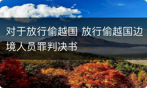 对于放行偷越国 放行偷越国边境人员罪判决书