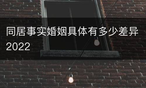 同居事实婚姻具体有多少差异2022