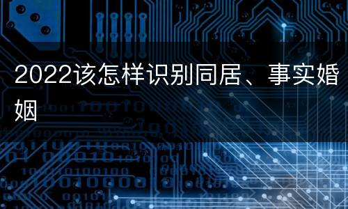 2022该怎样识别同居、事实婚姻