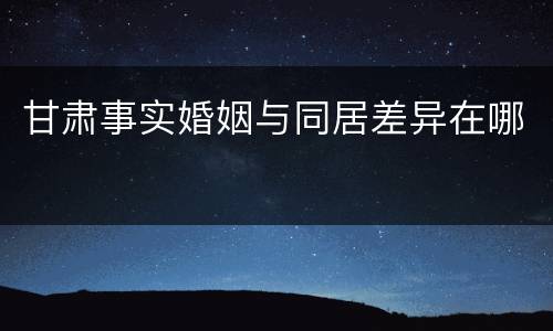 甘肃事实婚姻与同居差异在哪