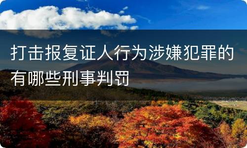 打击报复证人行为涉嫌犯罪的有哪些刑事判罚