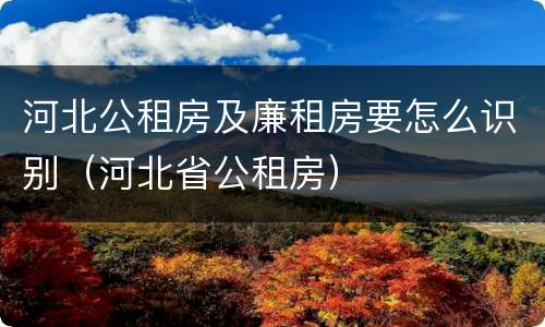 河北公租房及廉租房要怎么识别（河北省公租房）