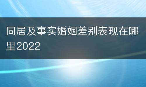 同居及事实婚姻差别表现在哪里2022