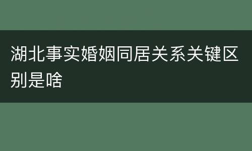 湖北事实婚姻同居关系关键区别是啥