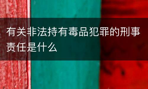 有关非法持有毒品犯罪的刑事责任是什么