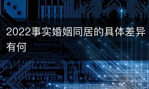 2022事实婚姻同居的具体差异有何