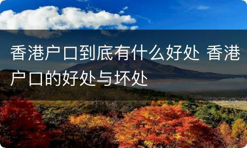 香港户口到底有什么好处 香港户口的好处与坏处