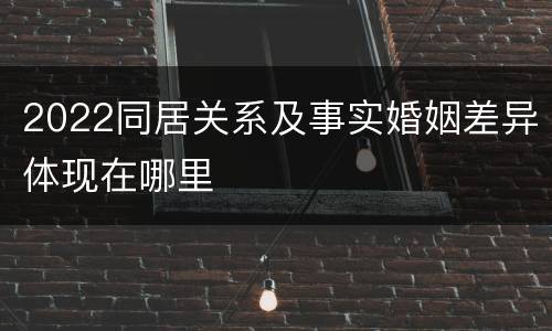 2022同居关系及事实婚姻差异体现在哪里