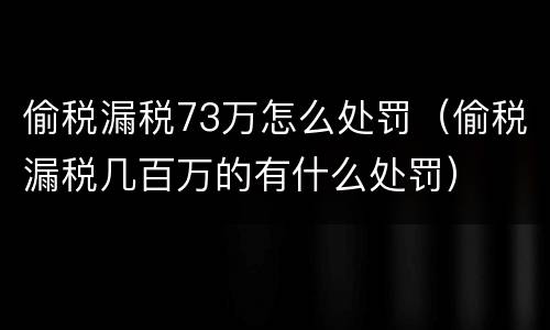 偷税漏税73万怎么处罚（偷税漏税几百万的有什么处罚）