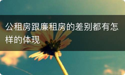 公租房跟廉租房的差别都有怎样的体现