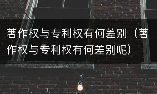 著作权与专利权有何差别（著作权与专利权有何差别呢）