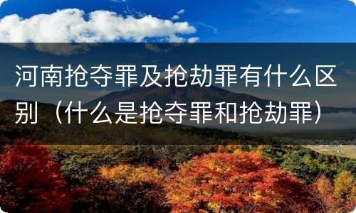 河南抢夺罪及抢劫罪有什么区别（什么是抢夺罪和抢劫罪）