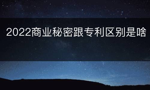 2022商业秘密跟专利区别是啥