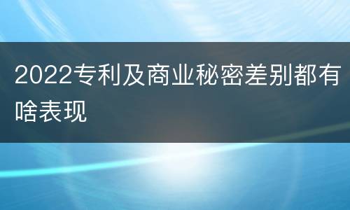 2022专利及商业秘密差别都有啥表现