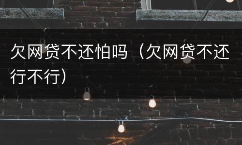 欠网贷不还怕吗（欠网贷不还行不行）