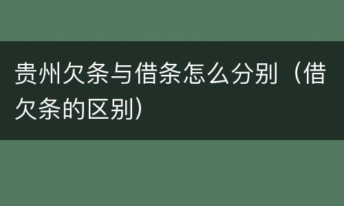 贵州欠条与借条怎么分别（借欠条的区别）