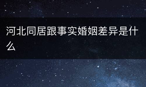 河北同居跟事实婚姻差异是什么