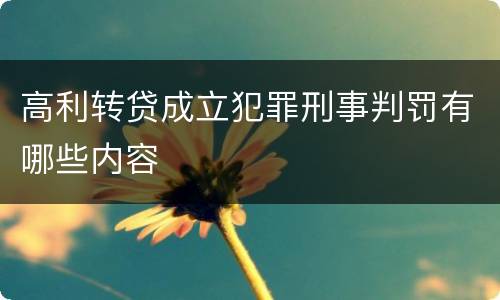 高利转贷成立犯罪刑事判罚有哪些内容