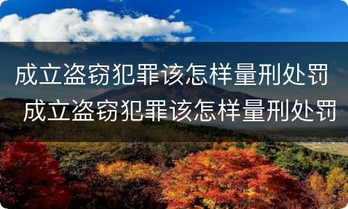 成立盗窃犯罪该怎样量刑处罚 成立盗窃犯罪该怎样量刑处罚呢