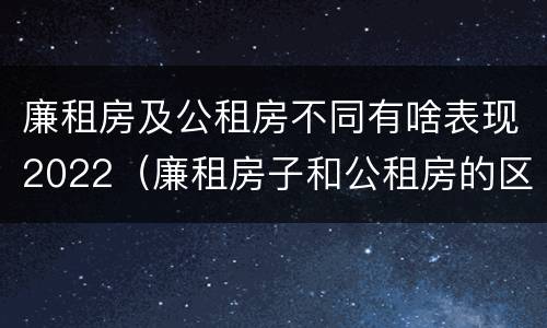 廉租房及公租房不同有啥表现2022（廉租房子和公租房的区别）