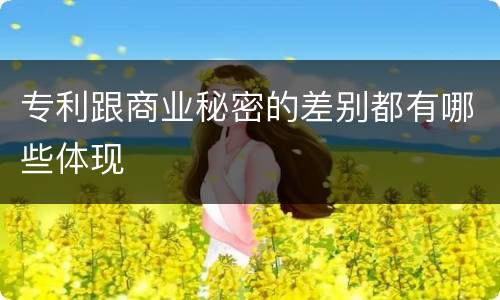 专利跟商业秘密的差别都有哪些体现