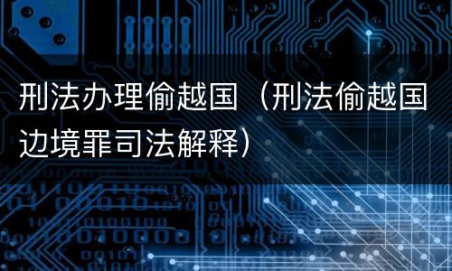 刑法办理偷越国（刑法偷越国边境罪司法解释）
