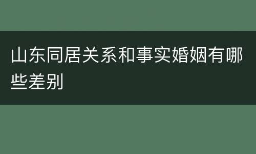 山东同居关系和事实婚姻有哪些差别