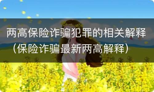 两高保险诈骗犯罪的相关解释（保险诈骗最新两高解释）