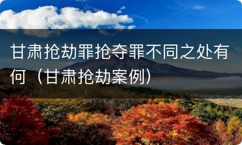 甘肃抢劫罪抢夺罪不同之处有何（甘肃抢劫案例）