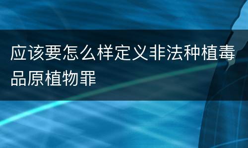 应该要怎么样定义非法种植毒品原植物罪
