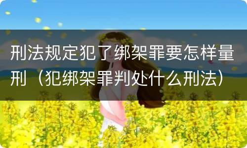刑法规定犯了绑架罪要怎样量刑（犯绑架罪判处什么刑法）
