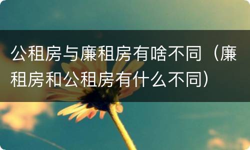 公租房与廉租房有啥不同（廉租房和公租房有什么不同）