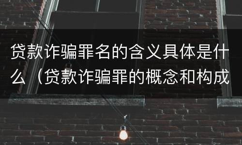 贷款诈骗罪名的含义具体是什么（贷款诈骗罪的概念和构成要件）