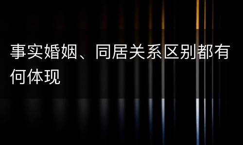 事实婚姻、同居关系区别都有何体现