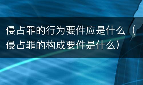 侵占罪的行为要件应是什么（侵占罪的构成要件是什么）