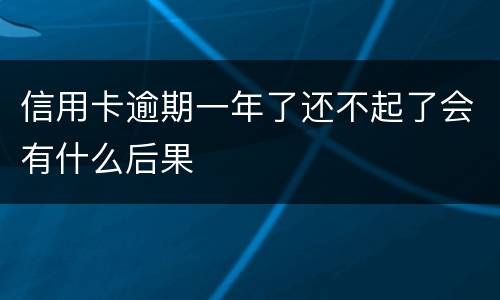信用卡逾期一年了还不起了会有什么后果