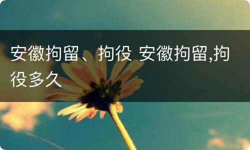安徽拘留、拘役 安徽拘留,拘役多久