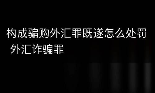 构成骗购外汇罪既遂怎么处罚 外汇诈骗罪